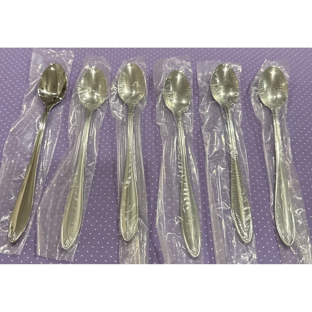 Lenox Covington Stainless Steel‎ Flatware Ice Tea Spoon Spoons Set of 6 NEW